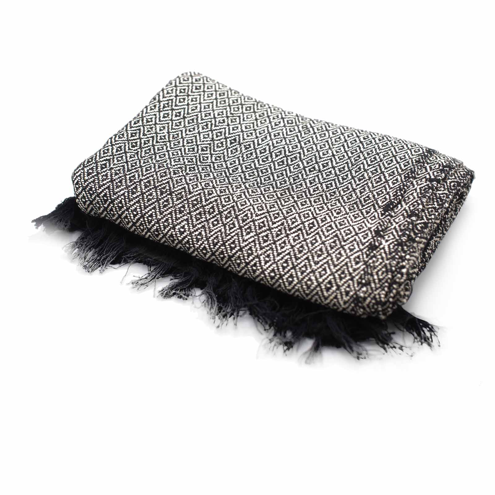 Boho Comfort Throws 125 x 150cm charcoal diamond pattern