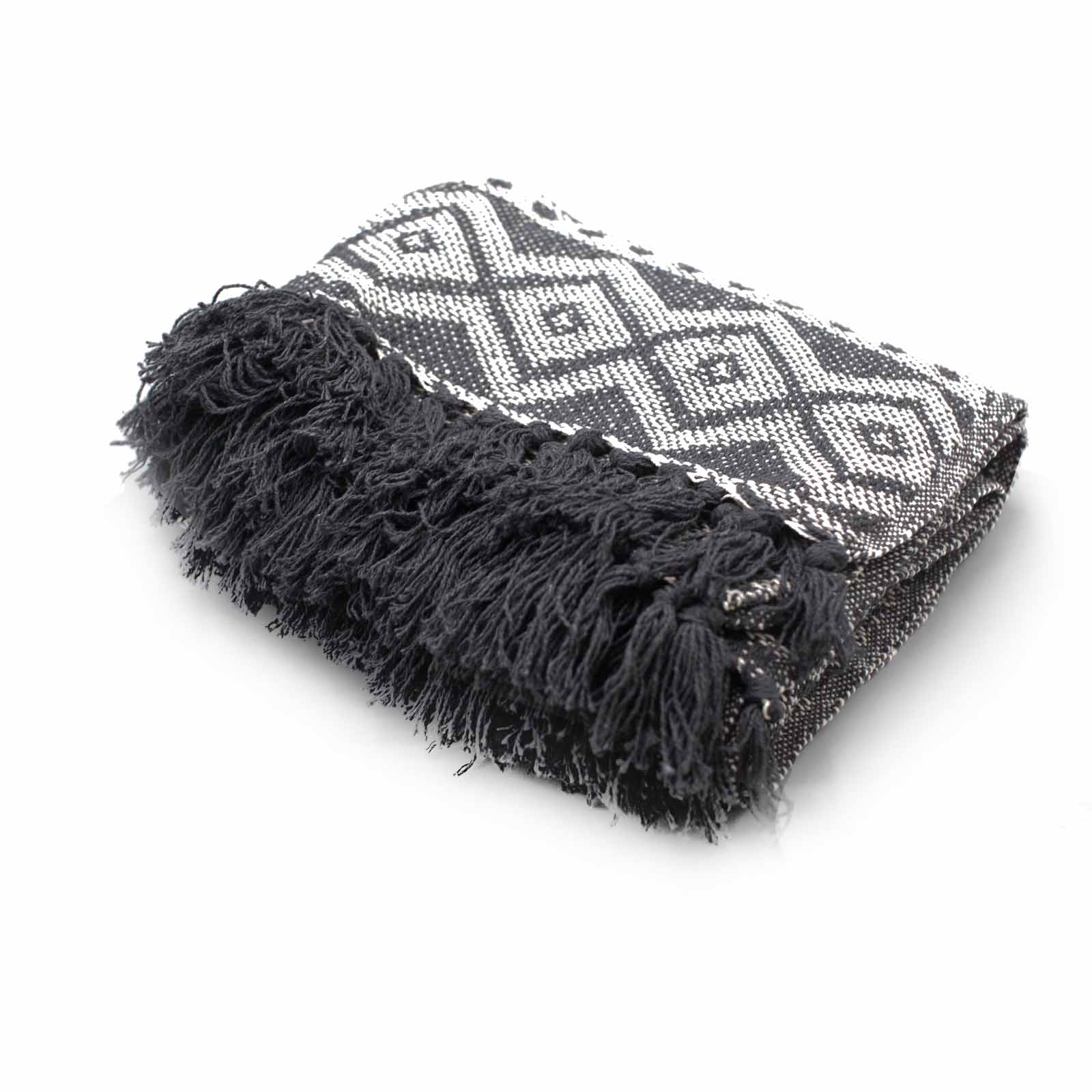 Boho Comfort Throws 125 x 150cm grey geometric pattern