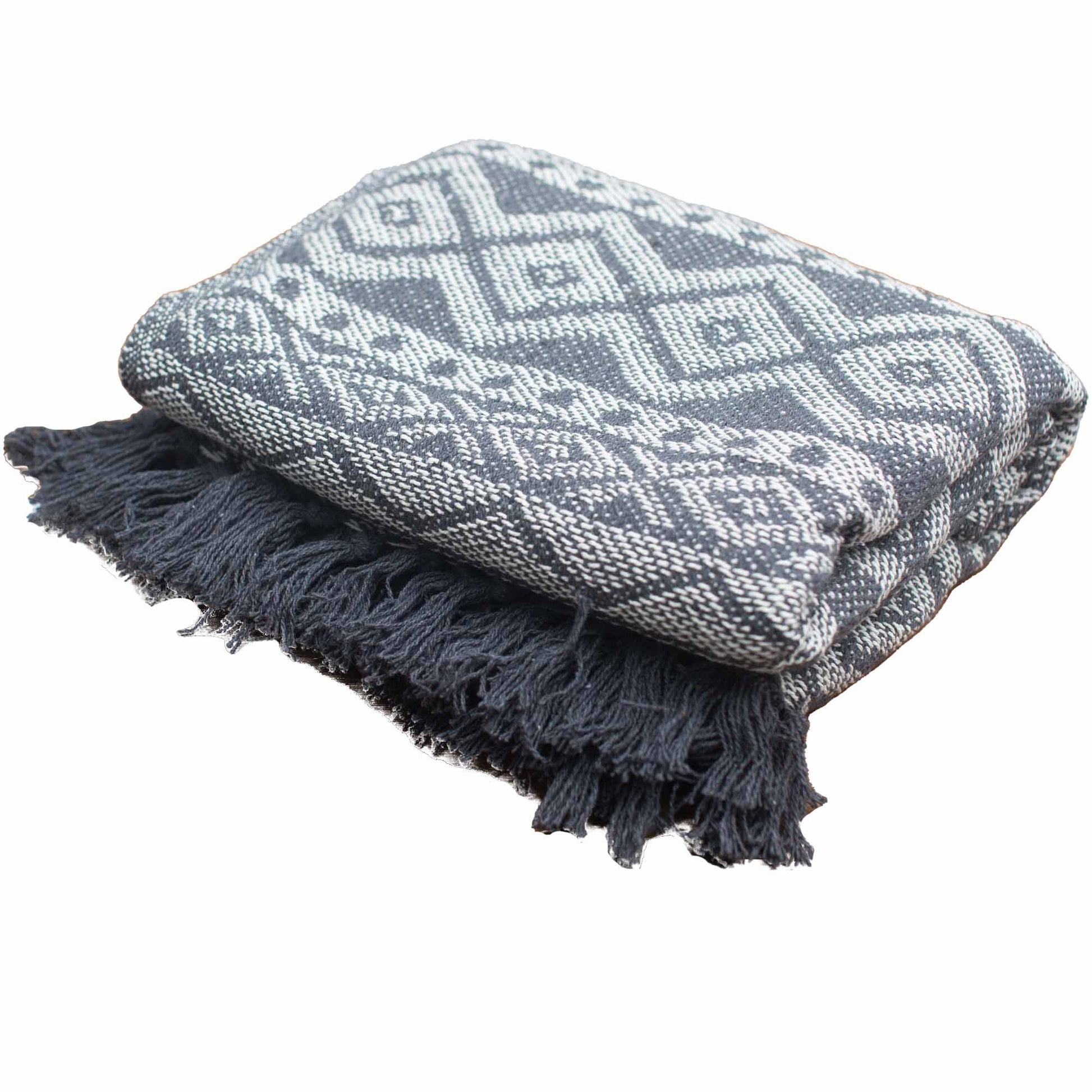 Boho Comfort Throws 125 x 150cm grey geometric pattern