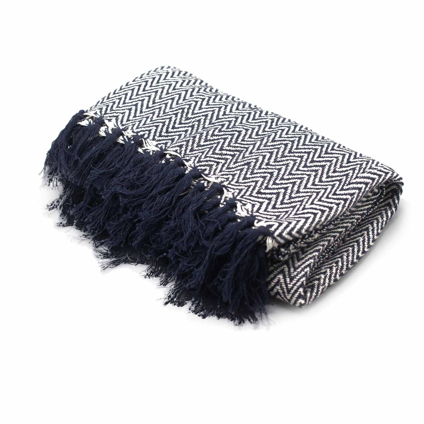 Boho Comfort Throws 125 x 150cm navy zigzag white Two Tone