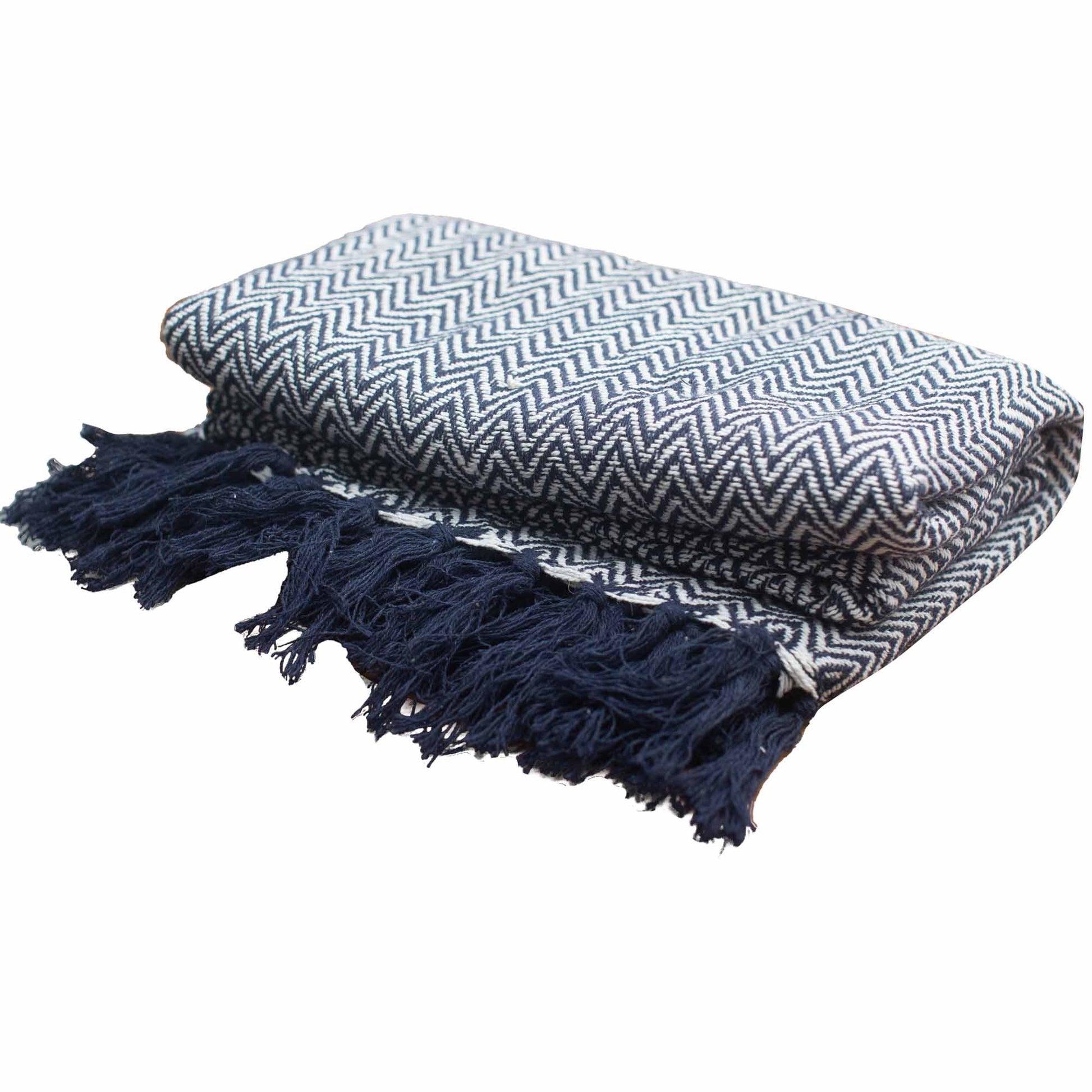 Boho Comfort Throws 125 x 150cm navy zigzag white Two Tone