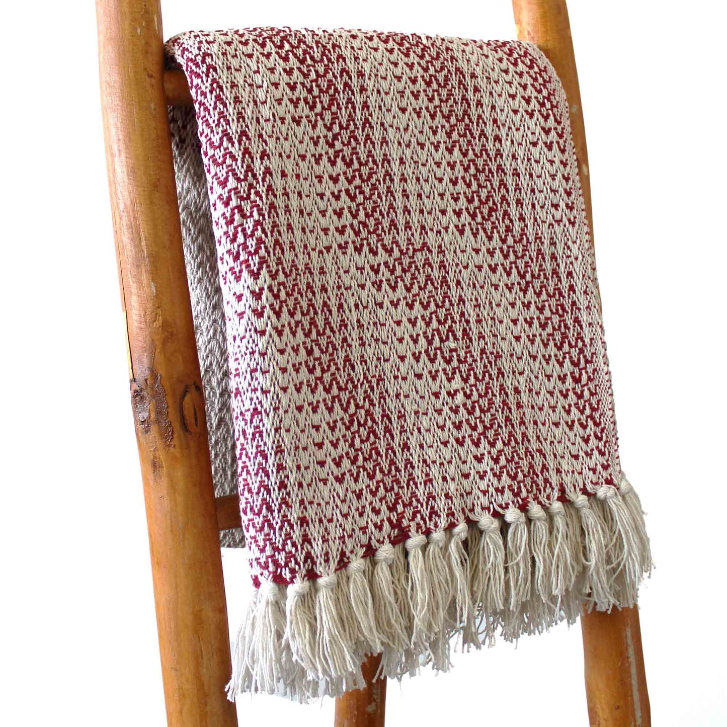 Boho Comfort Throws 125 x 150cm Ruby red white Two Tone