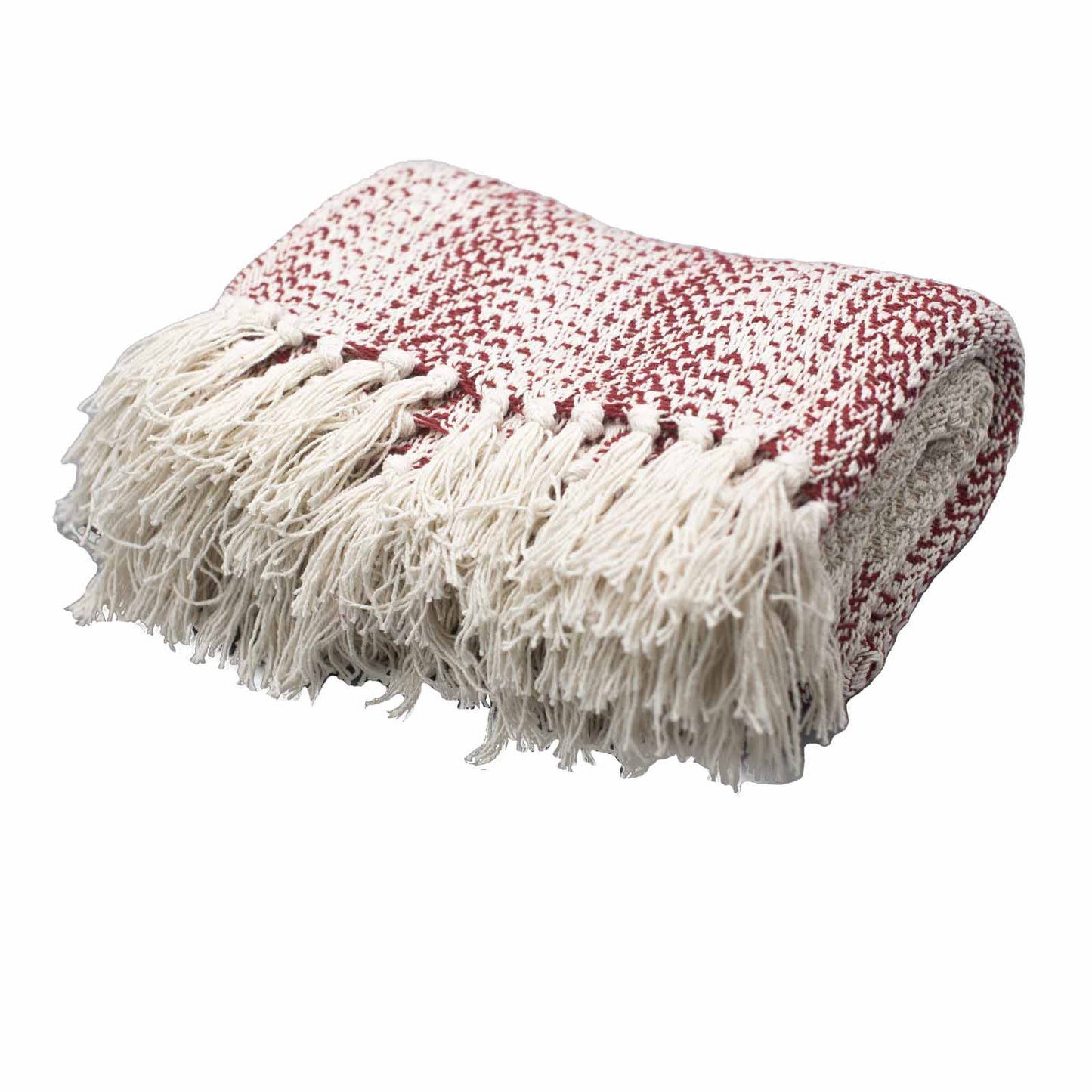 Boho Comfort Throws 125 x 150cm Ruby red white Two Tone