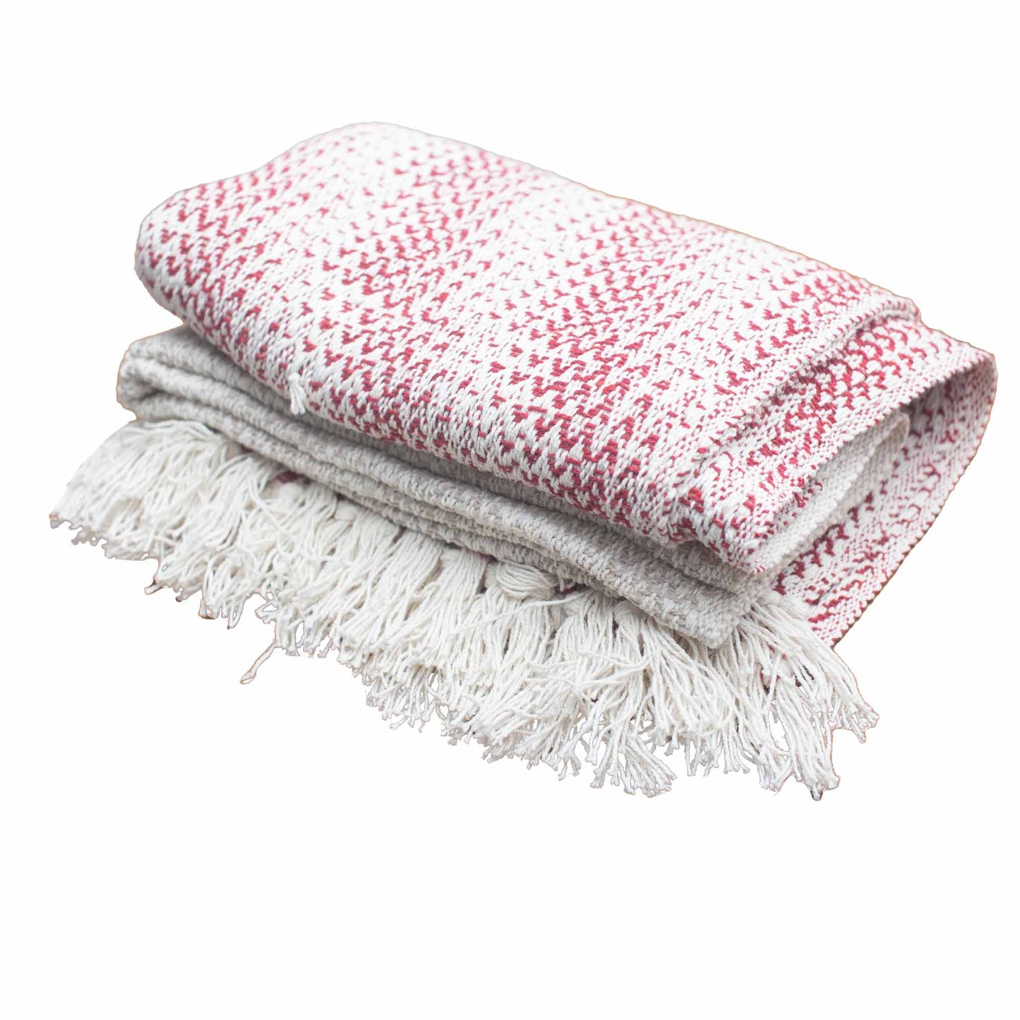 Boho Comfort Throws 125 x 150cm Ruby red white Two Tone