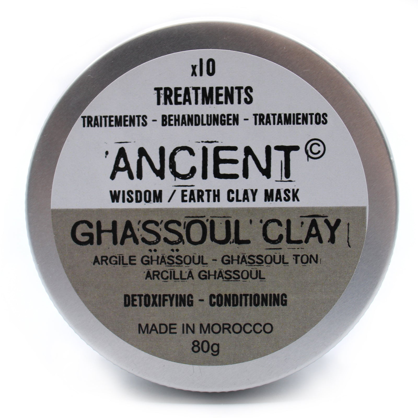 Ghassoul clay face mask powder in tin