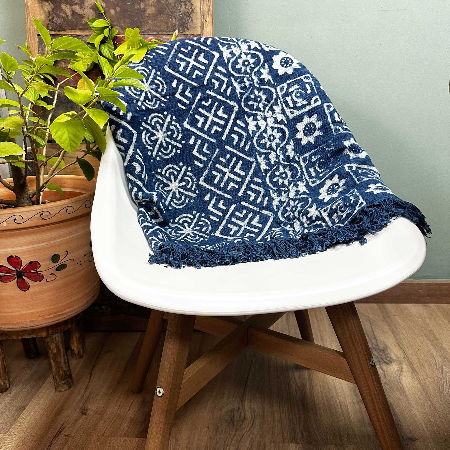 Handmade Indigo Blue Throw