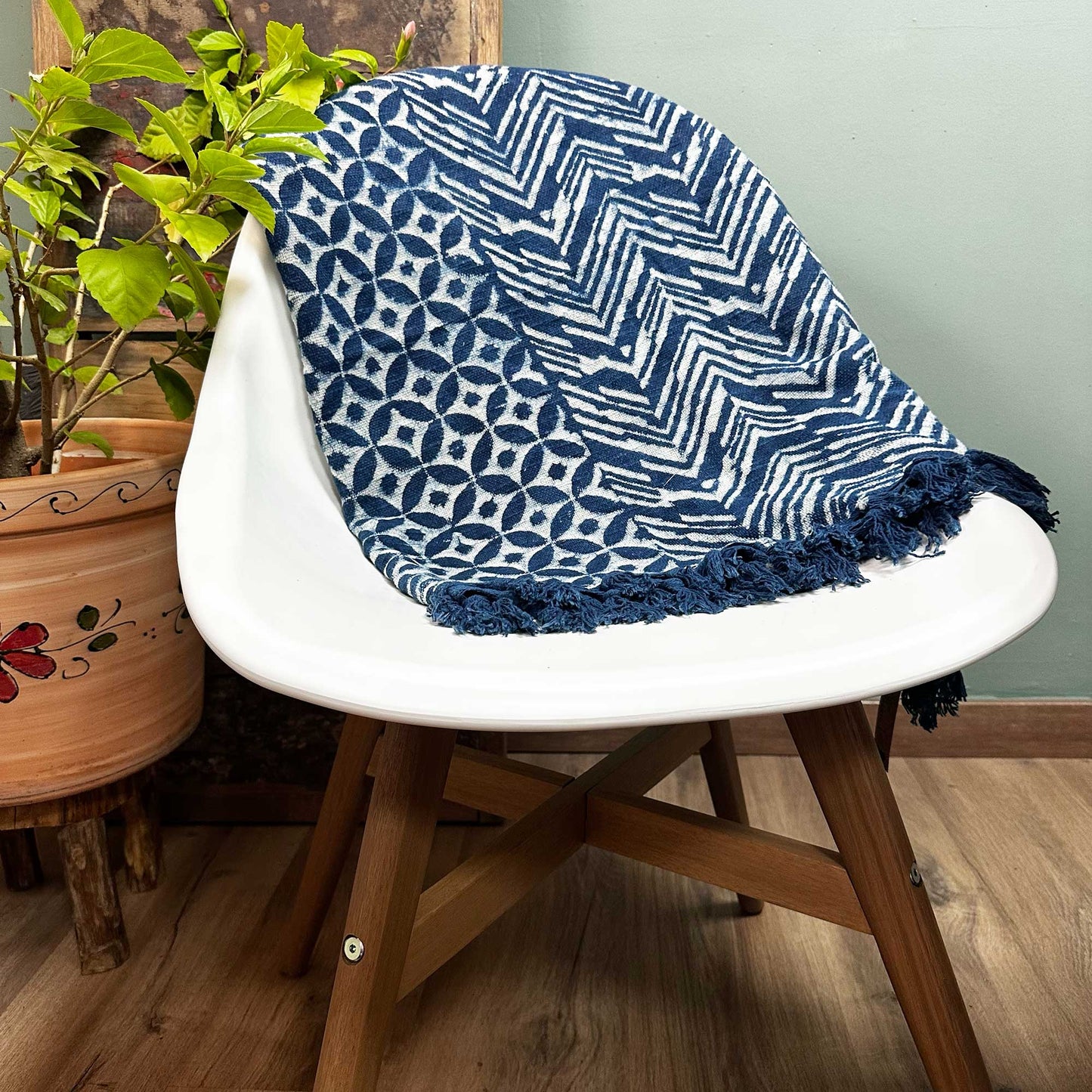 Handmade Indigo Blue Throw