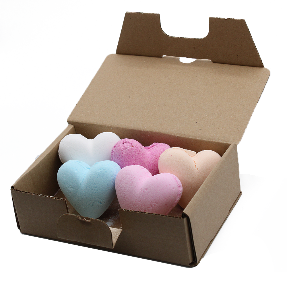 Mixed heart shaped bath bombs