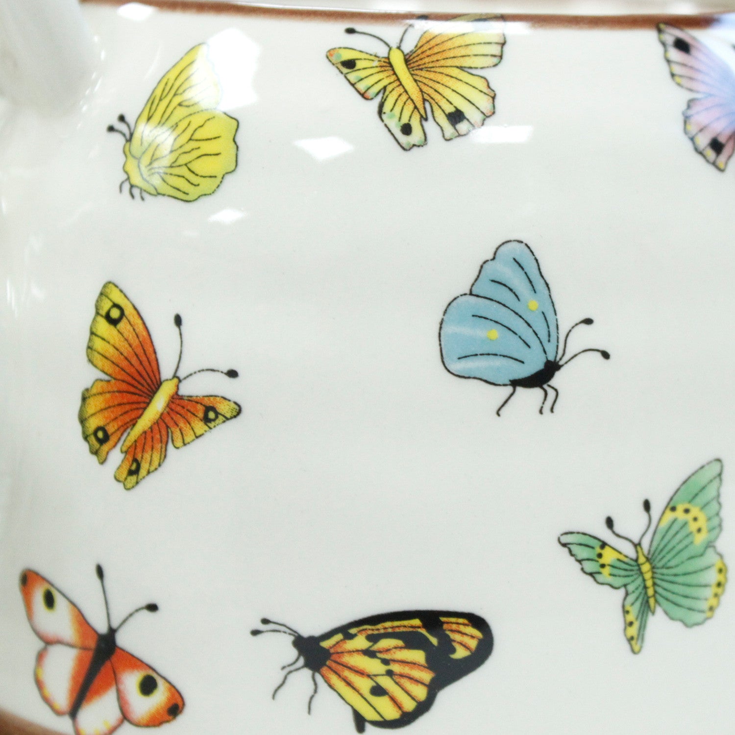 Herbal Teapot Set colourful butterfly design with six cups teacups for loose leaf tea or teabags