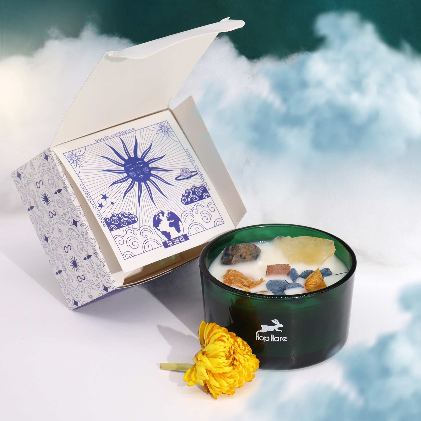 The Sun Tarot Hop Hare Crystal Magic Flower Candle