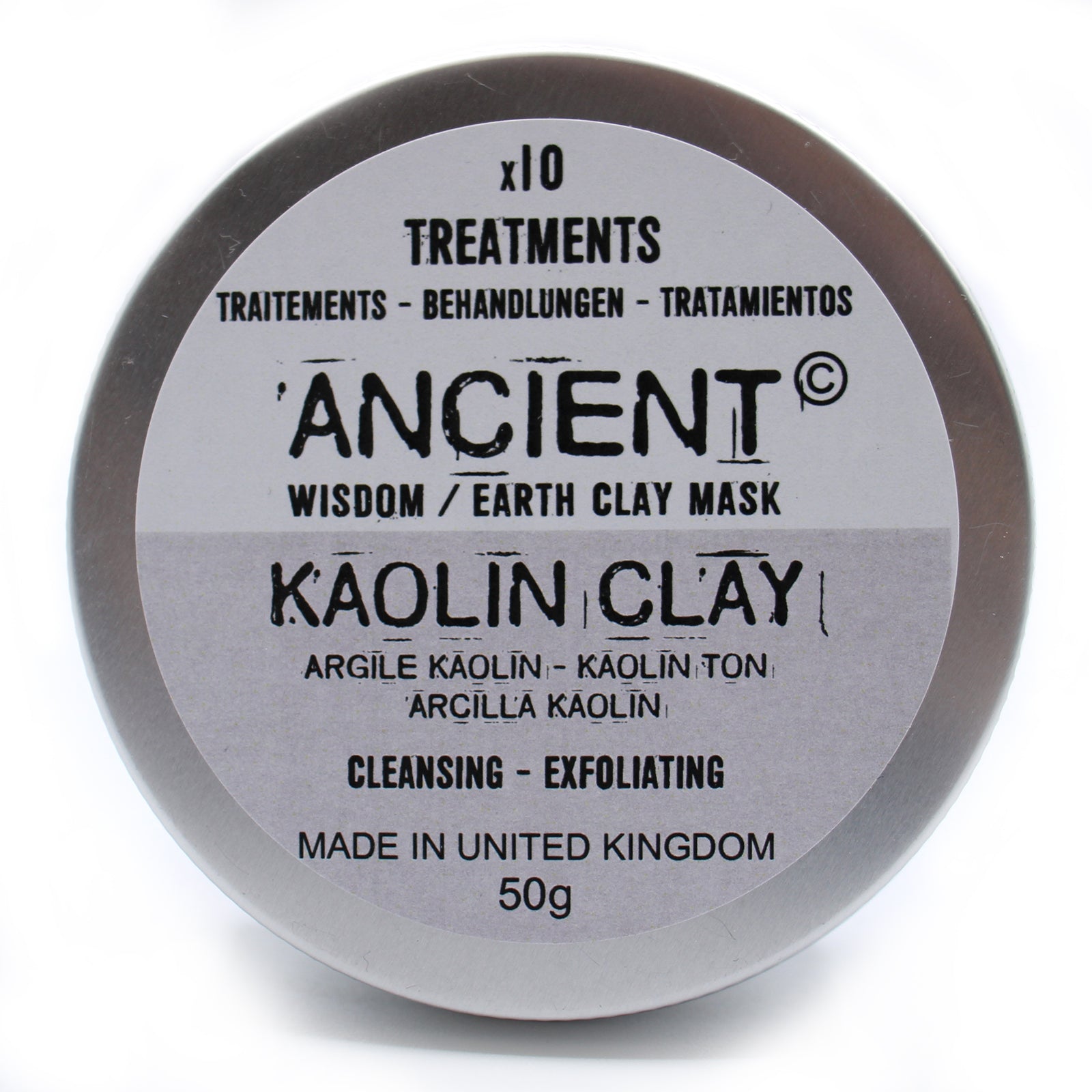 Kaolin clay face mask powder in tin