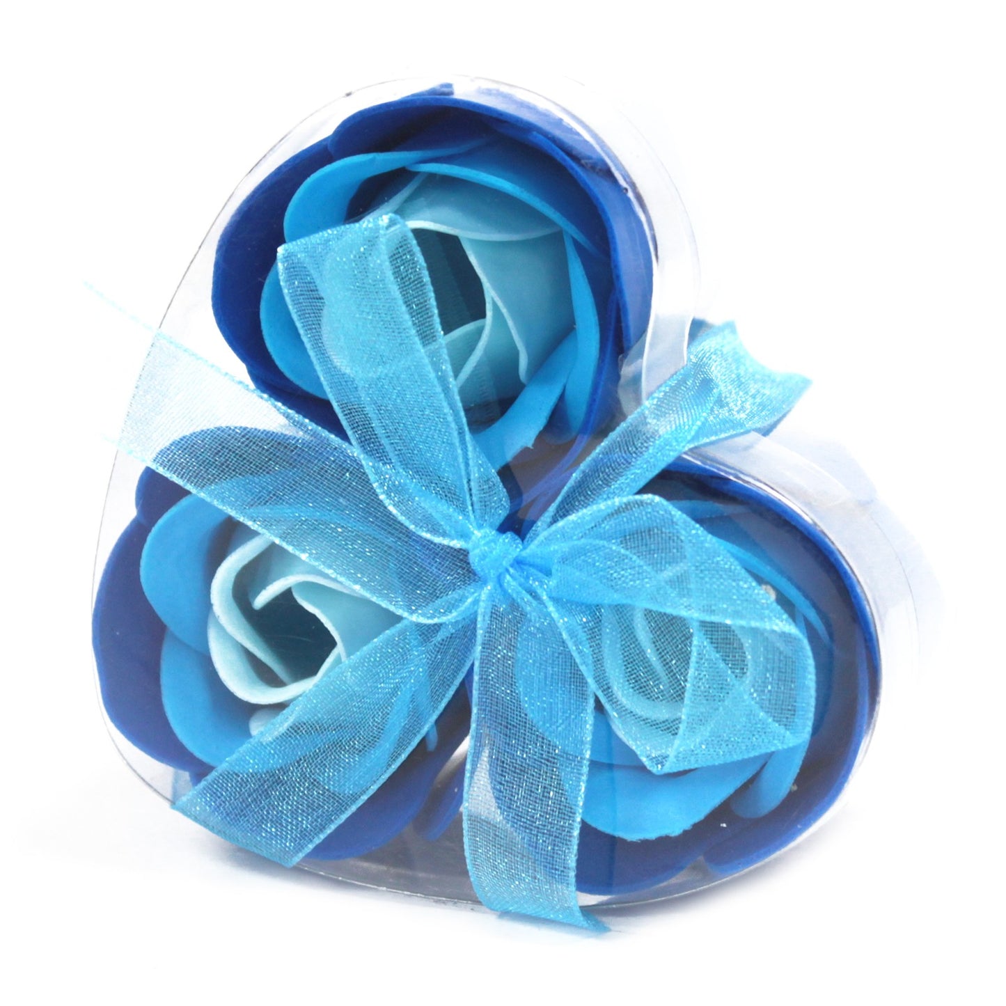 Set of 3 Soap Flower Heart Box in wedding blue