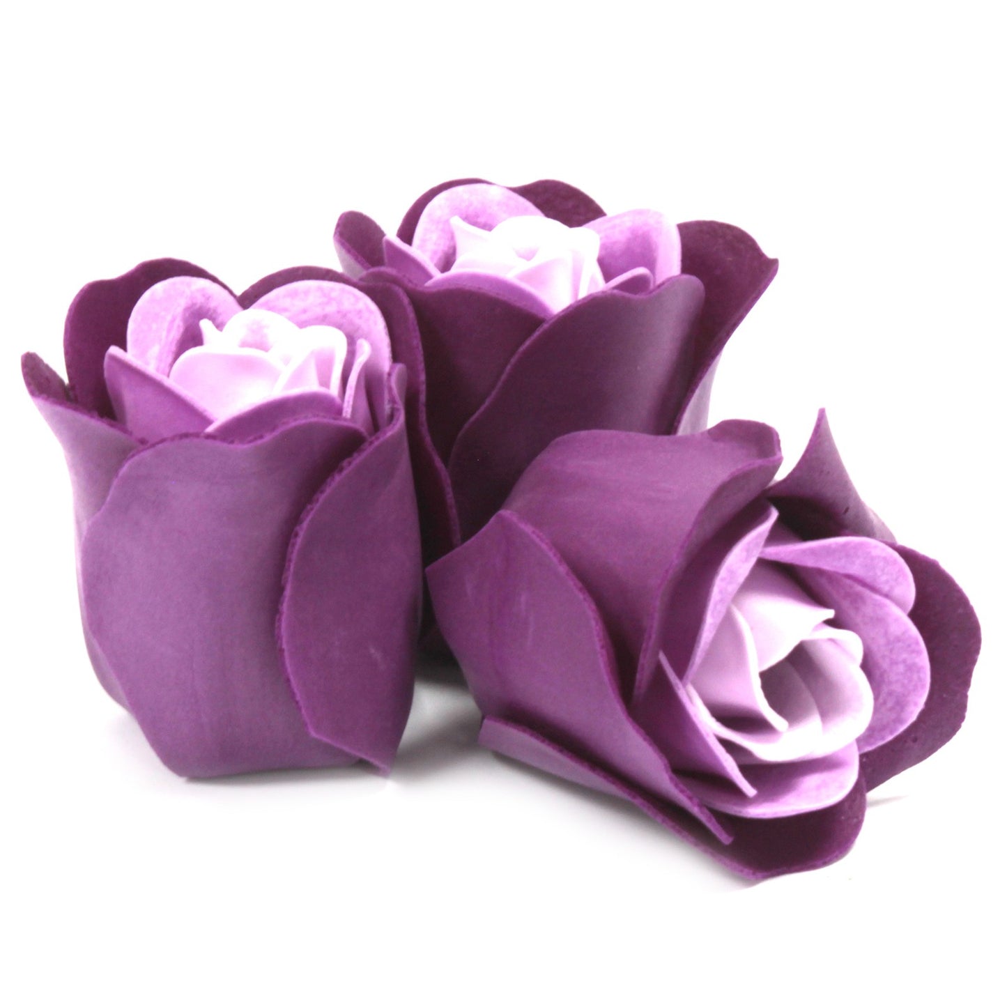 Set of 3 Soap Flower Heart Box in lavender purple