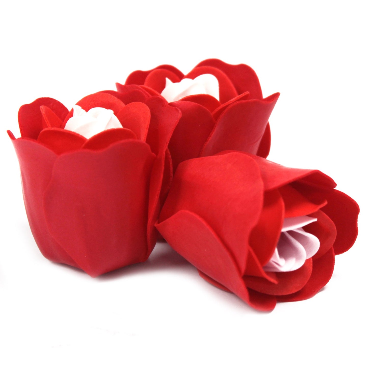 Set of 3 Soap Flower Heart Box in red