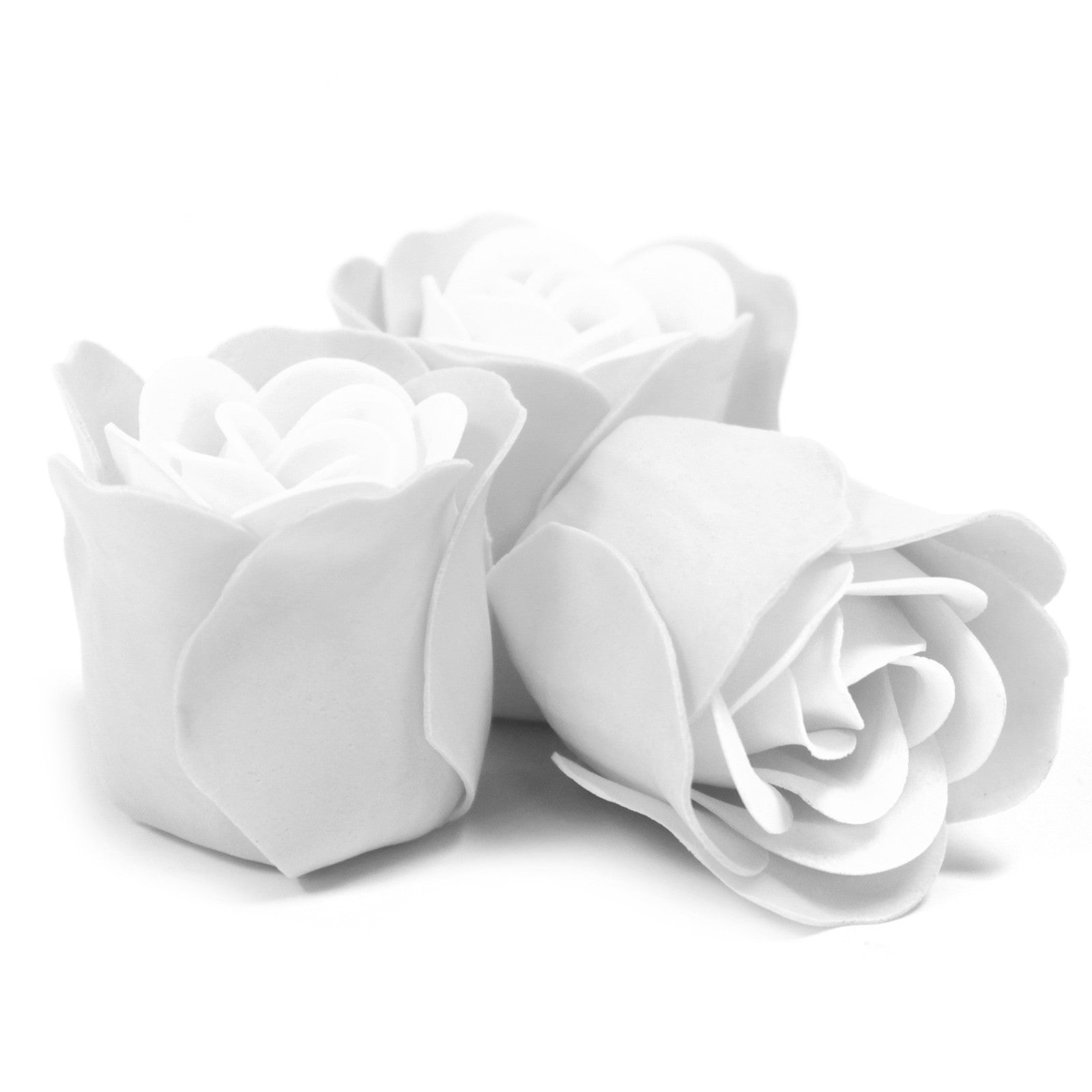 Set of 3 Soap Flower Heart Box in White