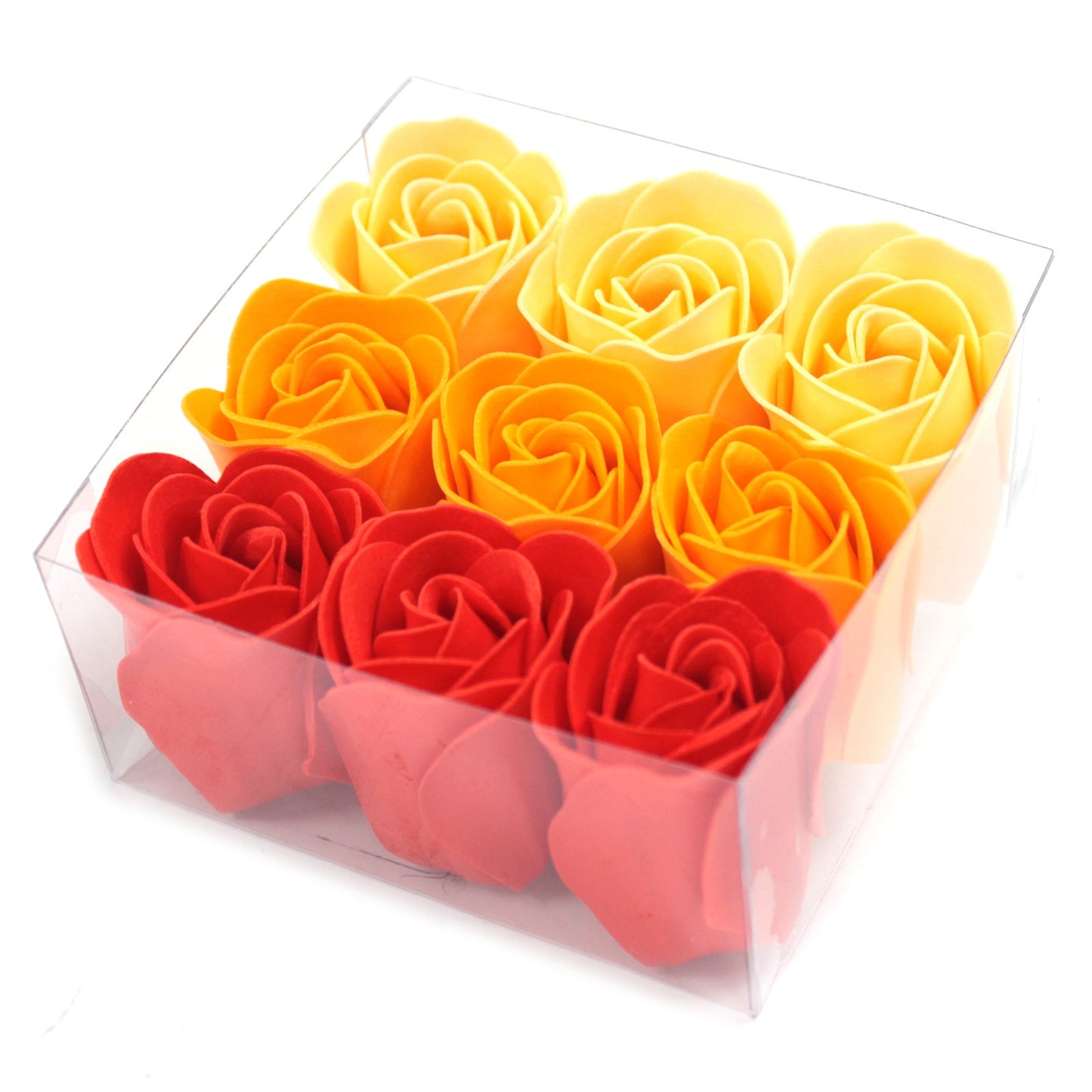 Set of 9 Soap Flower Heart Box in peach roses