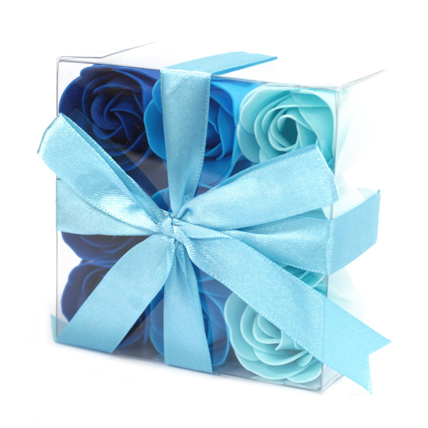 Set of 9 Soap Flower Heart Box in wedding blue roses