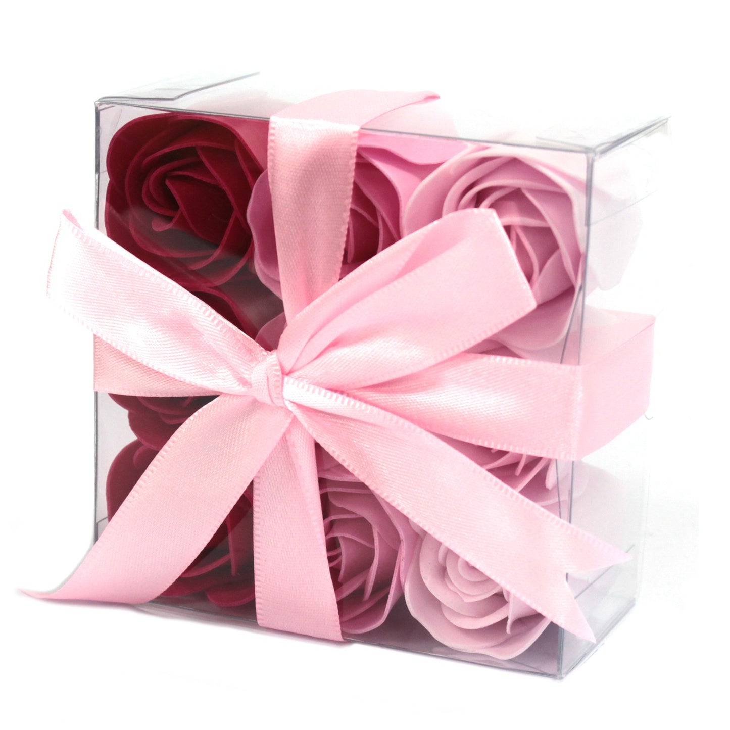 Set of 9 Soap Flower Heart Box in pink roses