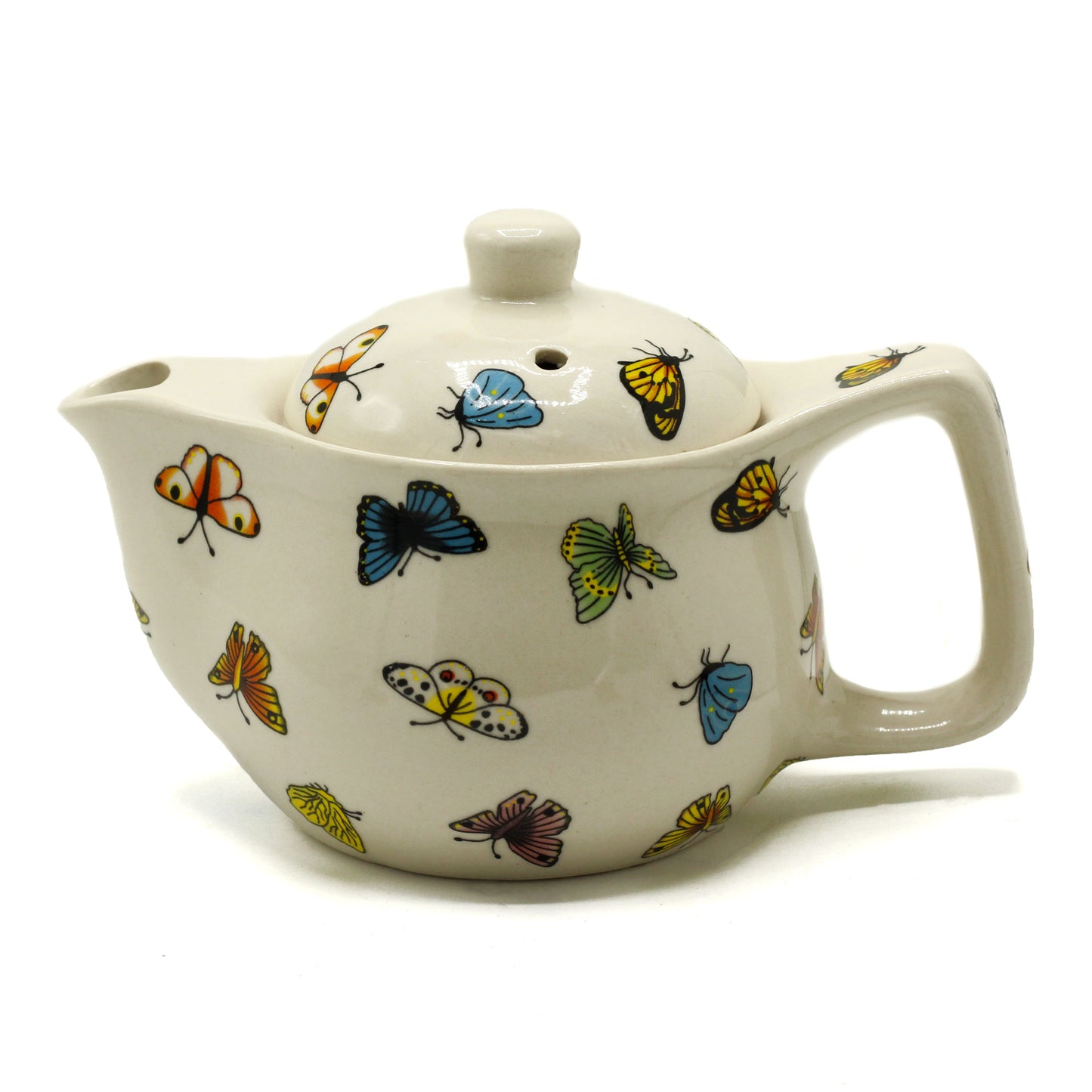 Small herbal teapot for loose leaf and teabags butterfly design