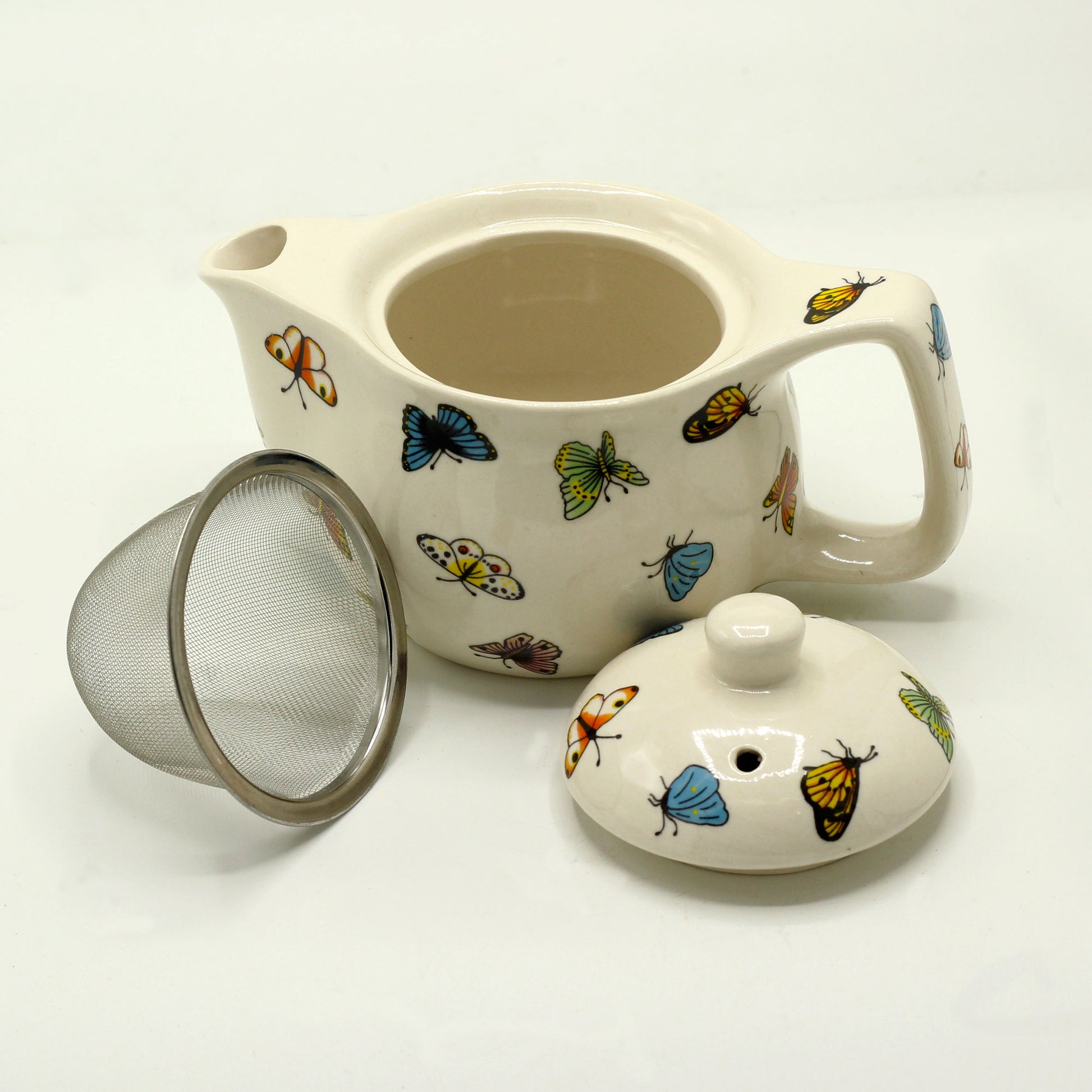 Small herbal teapot for loose leaf and teabags butterfly design