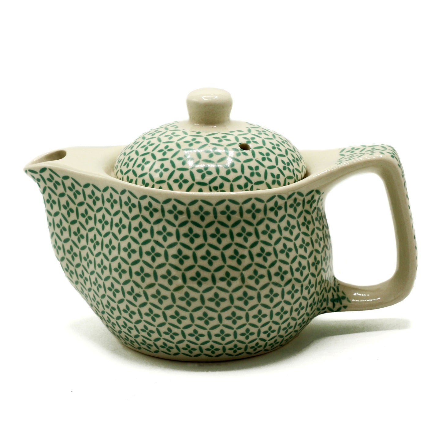 Small herbal teapot for loose leaf and teabags green mosaic design