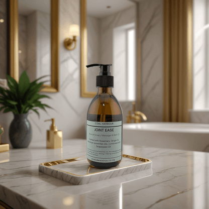 Aromatherapy Massage and Bath Oil - Joint Ease with Rosemary, Ginger & Geranium Essential Oils - Coal Harbour