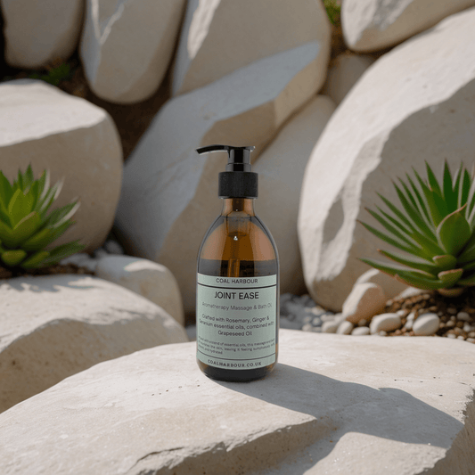 Aromatherapy Massage and Bath Oil - Joint Ease with Rosemary, Ginger & Geranium Essential Oils - Coal Harbour