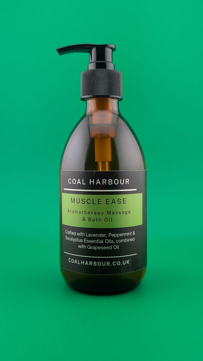 Aromatherapy Massage and Bath Oil - Muscle Ease with Lavender, Peppermint & Eucalyptus Essential Oils - Coal Harbour