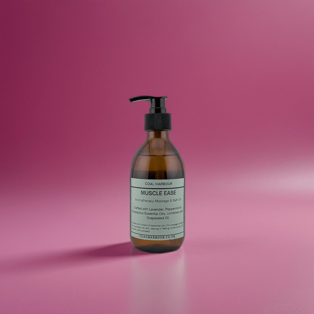 Aromatherapy Massage and Bath Oil - Muscle Ease with Lavender, Peppermint & Eucalyptus Essential Oils - Coal Harbour