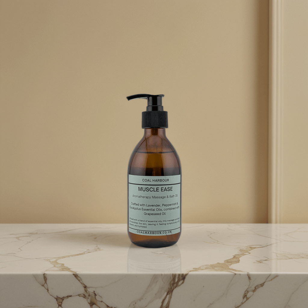 Aromatherapy Massage and Bath Oil - Muscle Ease with Lavender, Peppermint & Eucalyptus Essential Oils - Coal Harbour