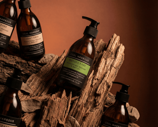 Aromatherapy Massage and Bath Oil - Muscle Ease with Lavender, Peppermint & Eucalyptus Essential Oils - Coal Harbour