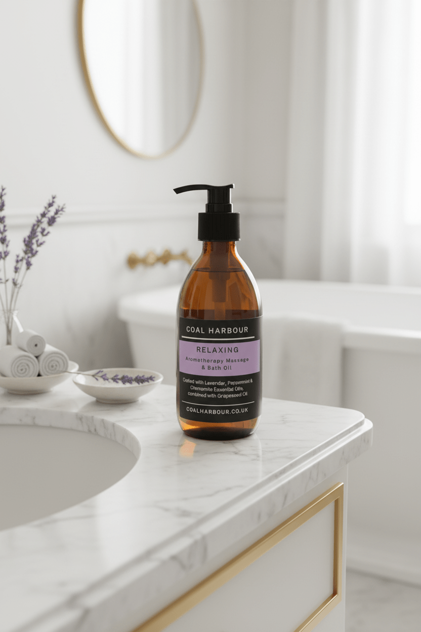 Aromatherapy Massage and Bath Oil - Relaxing With Lavender, Peppermint & Chamomile Essential Oils - Coal Harbour