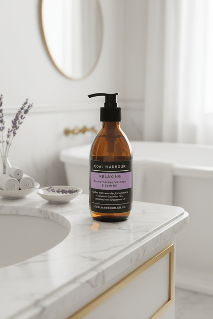 Aromatherapy Massage and Bath Oil - Relaxing With Lavender, Peppermint & Chamomile Essential Oils - Coal Harbour