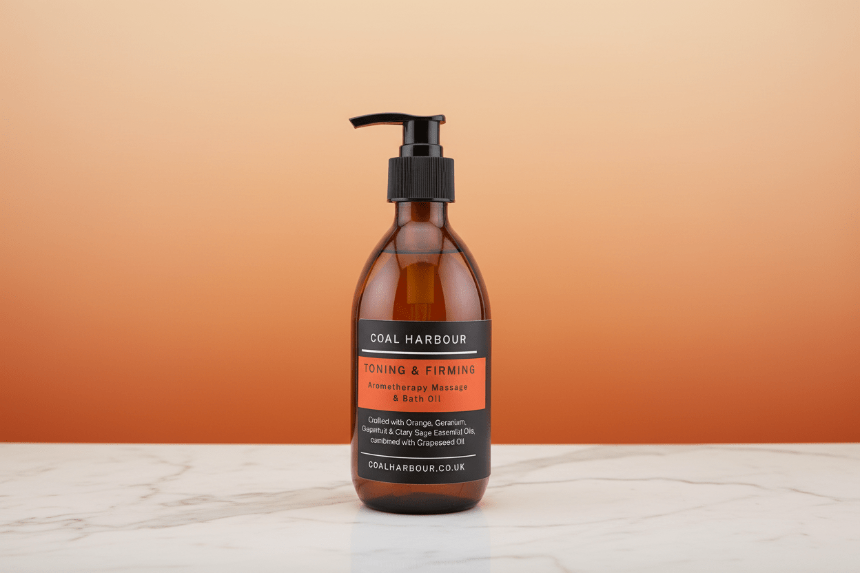 Aromatherapy Massage and Bath Oil - Toning & Firming With Orange, Grapefruit, Geranium & Clary Sage Essential Oils - Coal Harbour