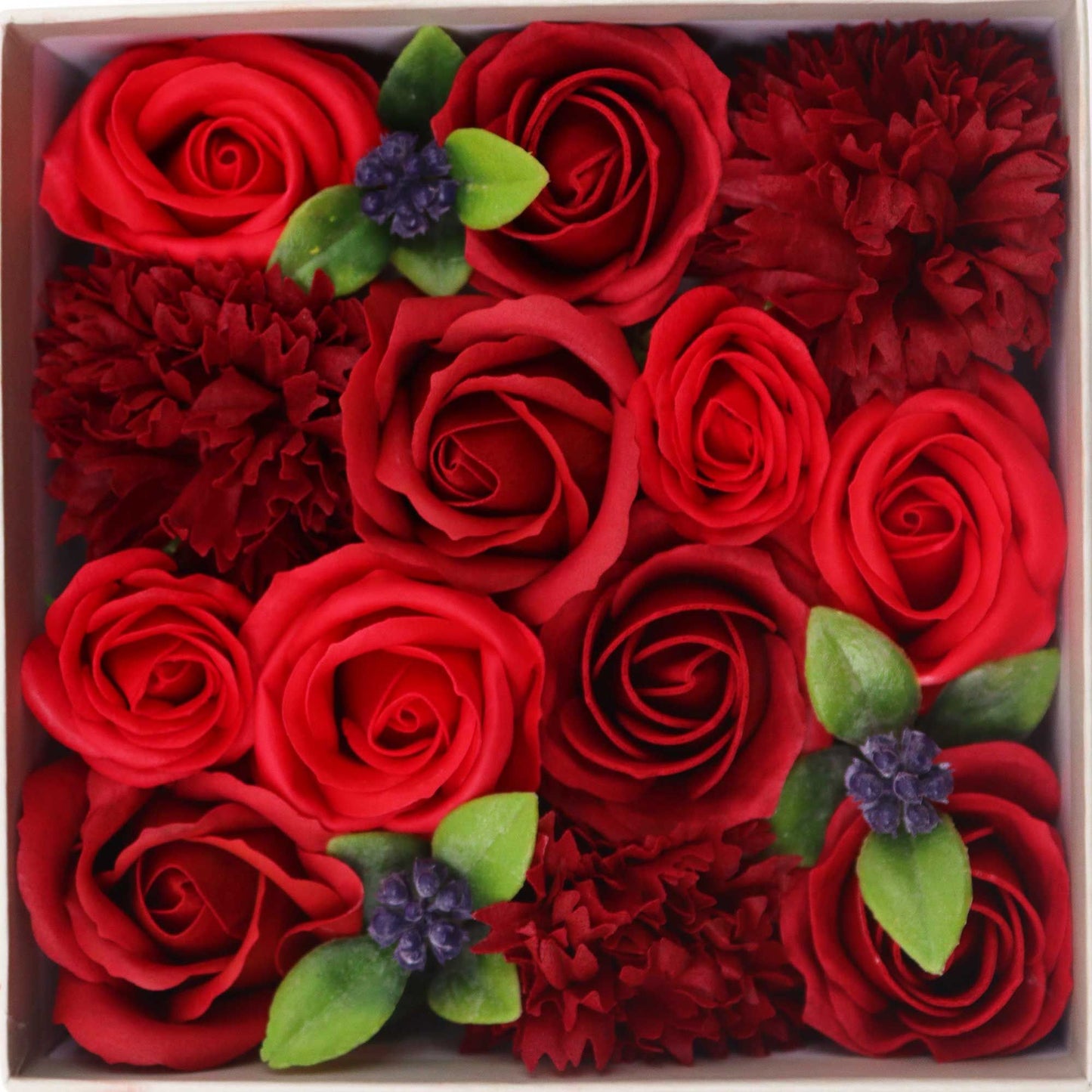 Classic Red Rose Soap Flowers Square Gift Box