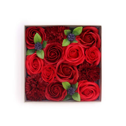 Classic Red Rose Soap Flowers Square Gift Box