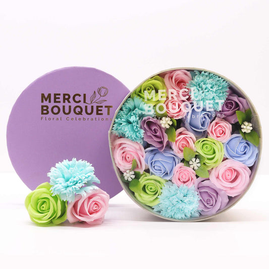 Baby Blue Roses & Carnation Soap Flowers Gift Box - Coal Harbour