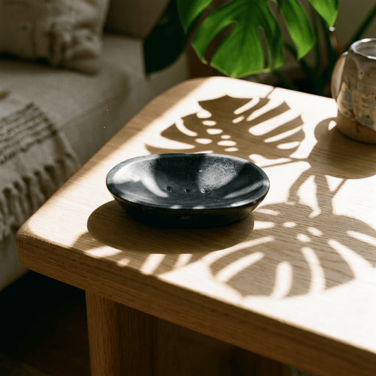 Classic Oval Black Marble Soap Dish - Coal Harbour