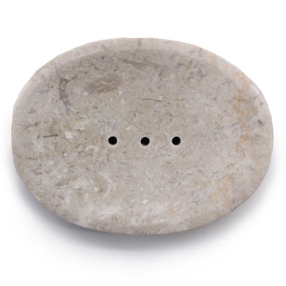 Classic Oval Cream Marble Soap Dish - Coal Harbour