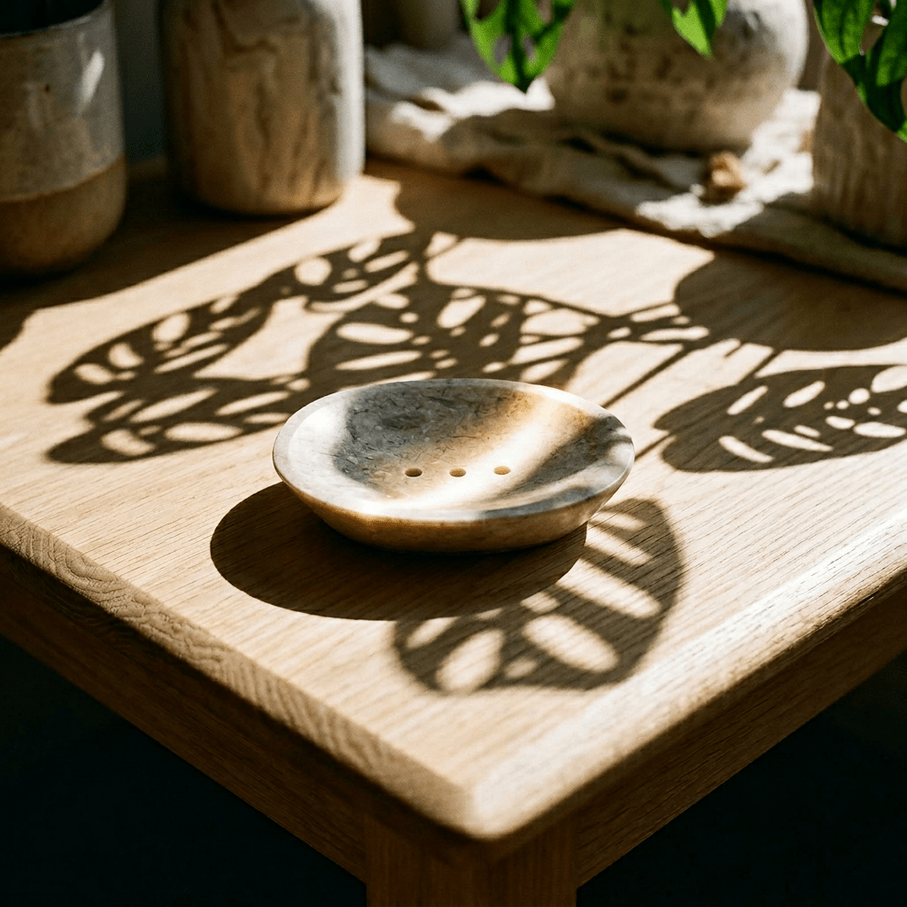 Classic Oval Cream Marble Soap Dish - Coal Harbour