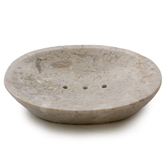 Classic Oval Cream Marble Soap Dish - Coal Harbour