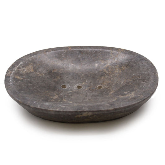 Classic Oval Grey Marble Soap Dish - Coal Harbour