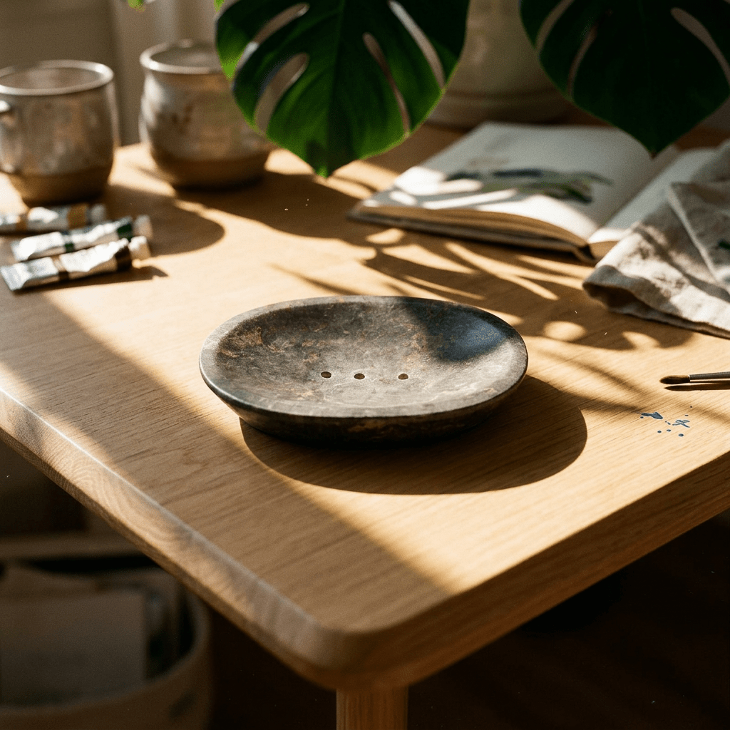 Classic Oval Grey Marble Soap Dish - Coal Harbour
