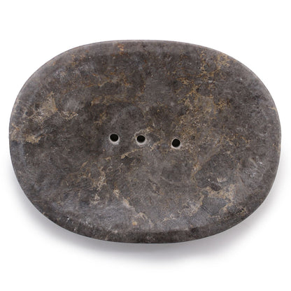 Classic Oval Grey Marble Soap Dish - Coal Harbour