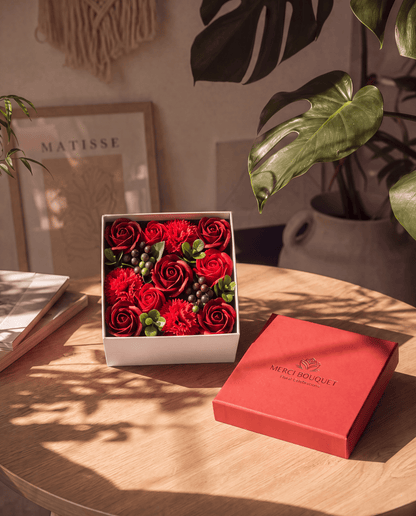 Classic Red Rose Soap Flowers Square Gift Box - Coal Harbour