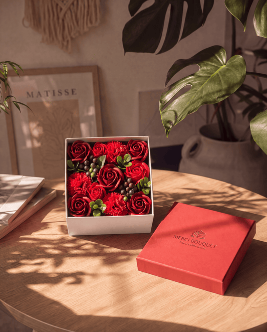 Classic Red Rose Soap Flowers Square Gift Box - Coal Harbour
