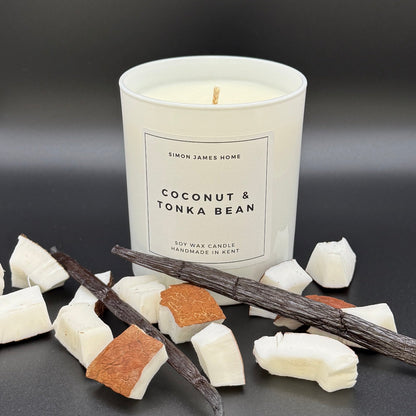 Coconut & Tonka Bean Handmade Soy Wax Candle - Luxurious Coconut Candle - Coal Harbour