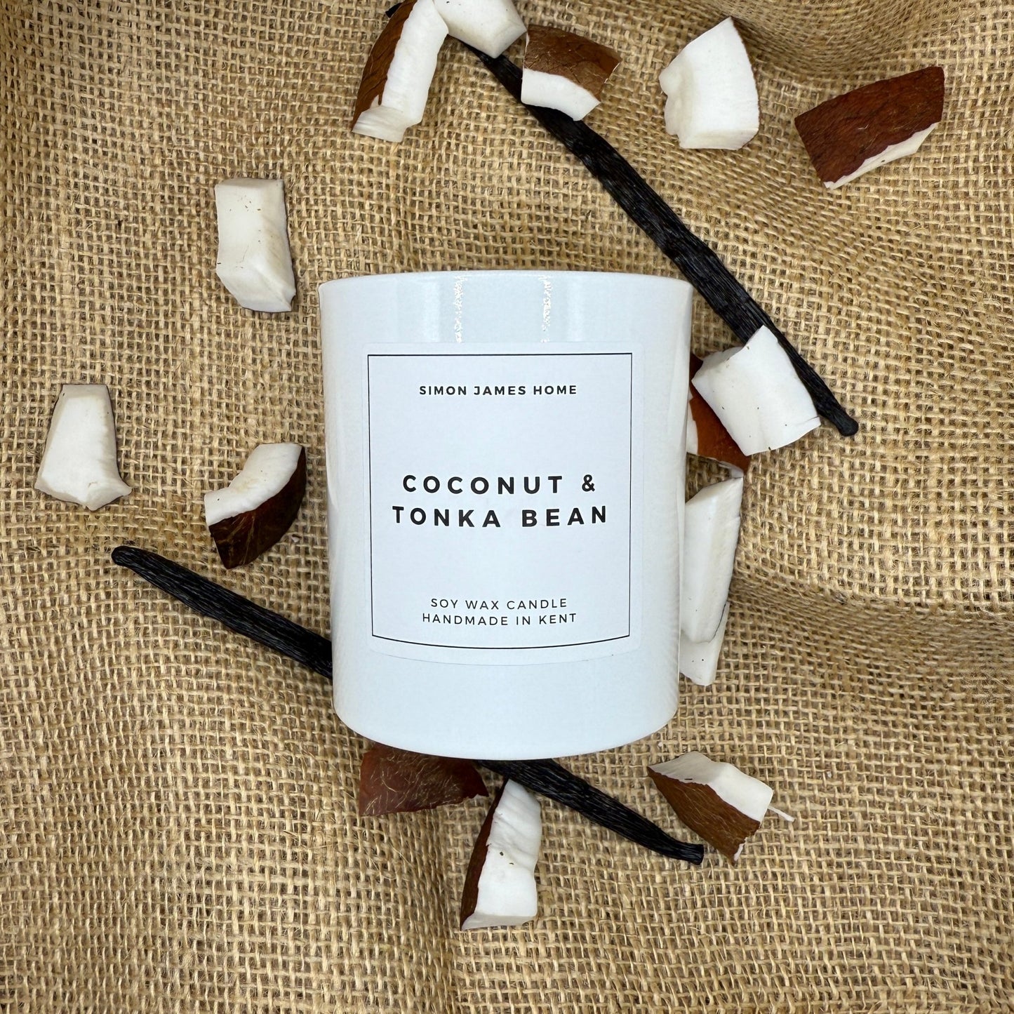 Coconut & Tonka Bean Handmade Soy Wax Candle - Luxurious Coconut Candle - Coal Harbour