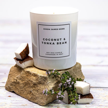 Coconut & Tonka Bean Handmade Soy Wax Candle - Luxurious Coconut Candle - Coal Harbour