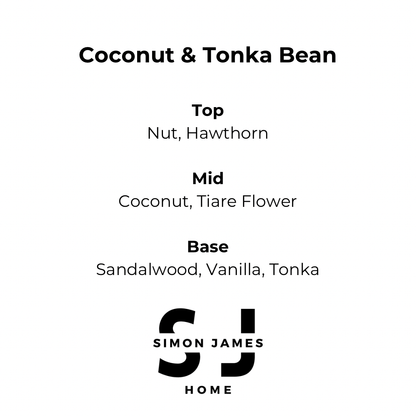 Coconut & Tonka Bean Handmade Soy Wax Candle - Luxurious Coconut Candle - Coal Harbour